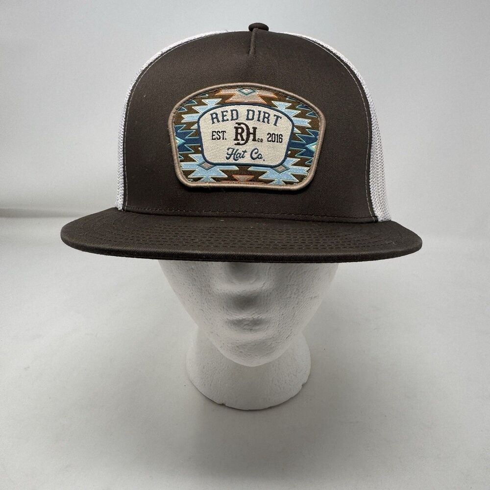 Red Dirt Hat Co Western Trucker Hat Tan Brown Mesh Snapback Patch Cap OSFA